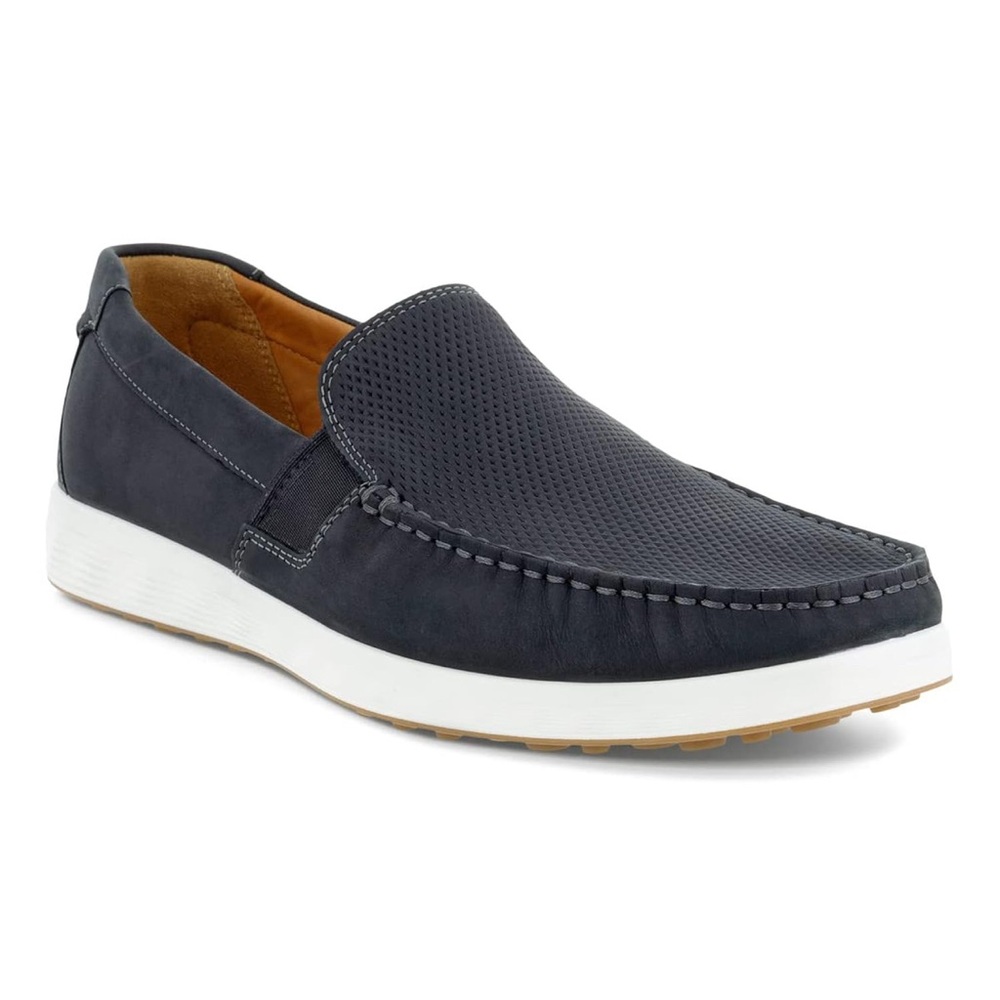 ECCO Men's Black lite moc black with blue Slip-On Shoes size 13-13.5 new EU47